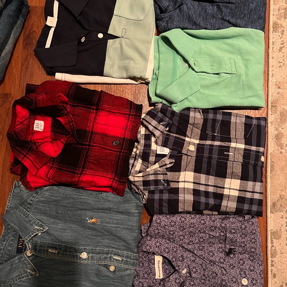 Boys size 7/8 Button Down shirts and Polo style shirts